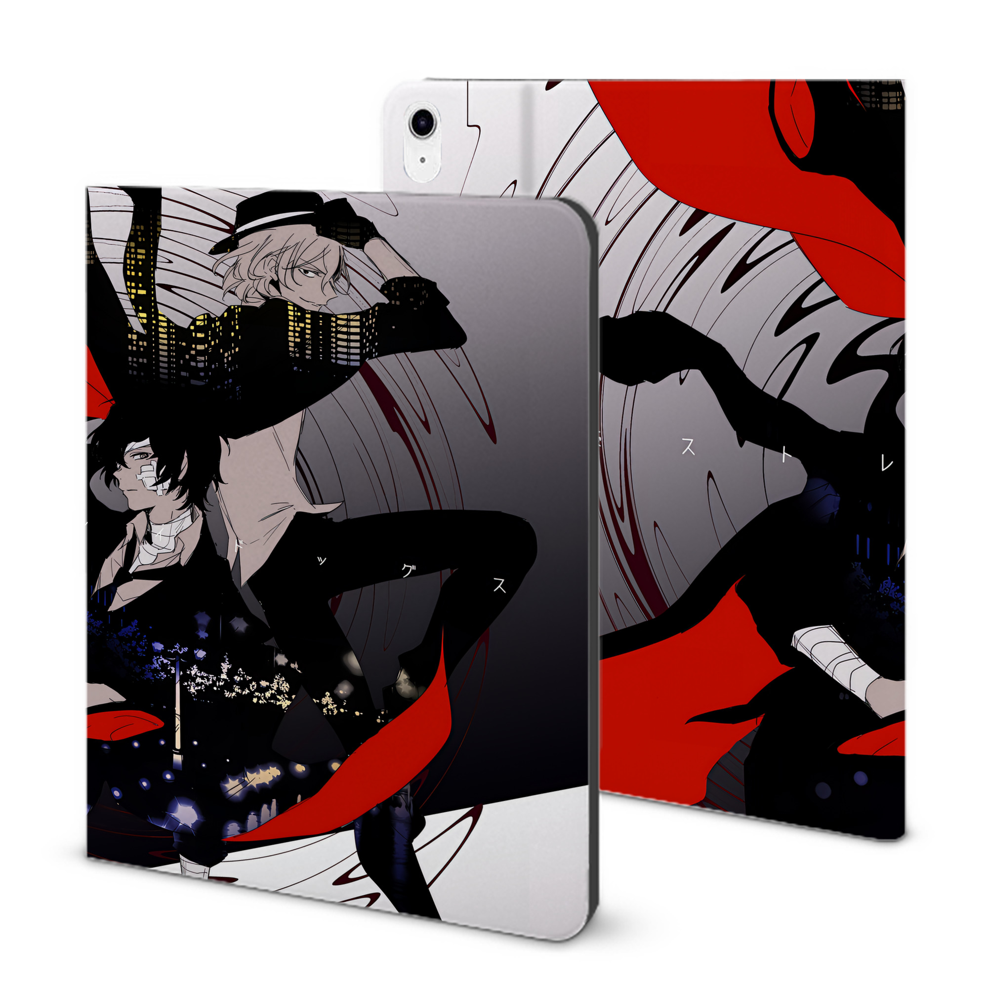 （画像用） 文豪ストレイドッグス Bungo Stray Dogs IPad ケース ブック型 PUレザー TPU 耐衝撃 軽量 薄型 ペン収納なし 全面保護 IPad 各モデル対応